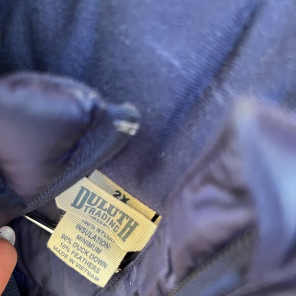 Duluth Trading Women’s 2X Long Down Puffer Vest | Navy Quilted Lightweight Warm - Picture 5 of 5